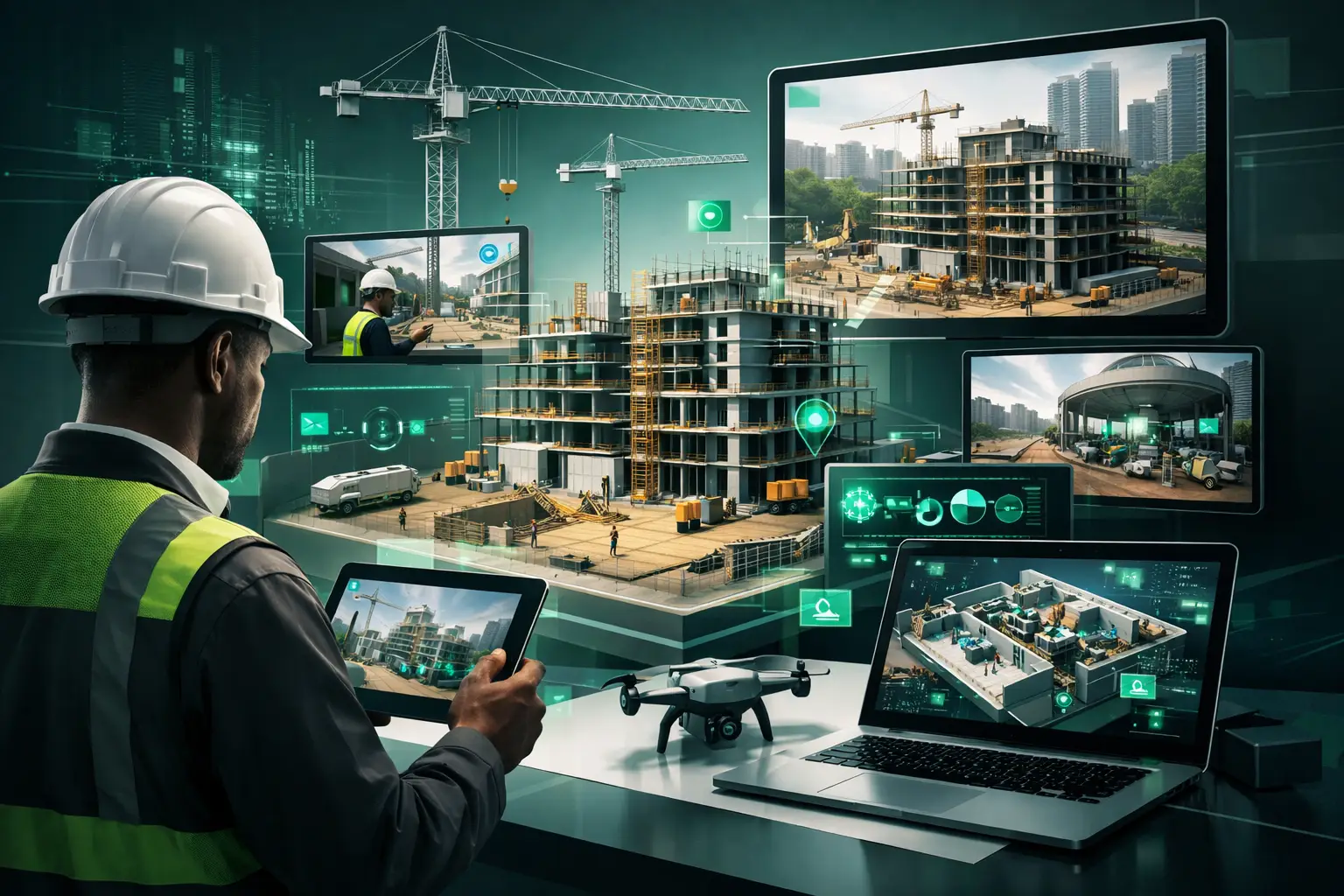 Suivi visuel d'un chantier à l'aide de caméras, d'un drone et de tableaux de bord numériques