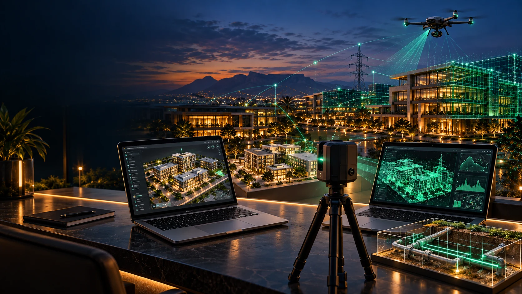 Spatial capture and digital-twin systems connecting physical environments, assets and remote teams