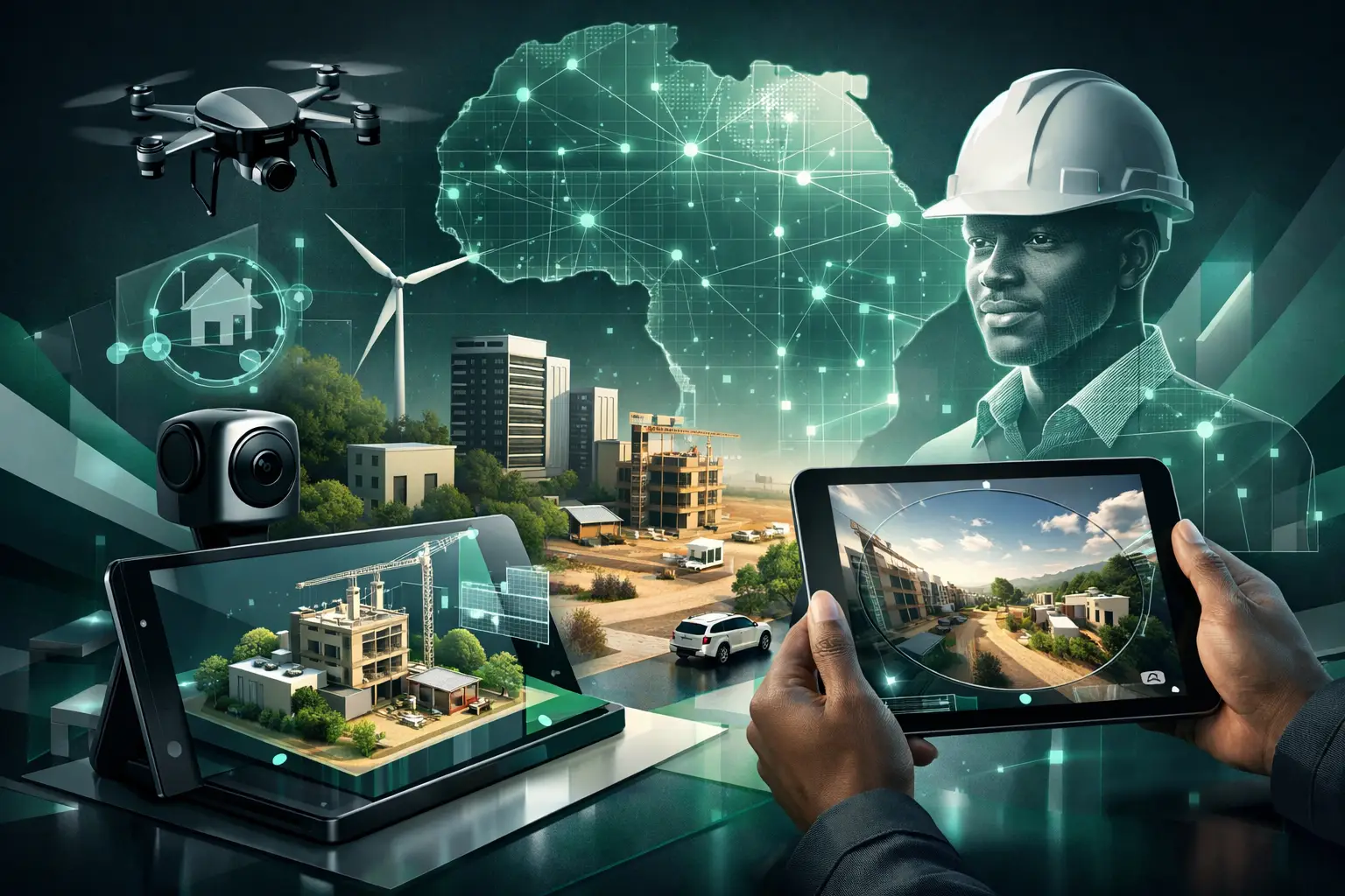 Suivi visuel d'un projet de développement africain avec documentation spatiale et comparaison de l'avancement
